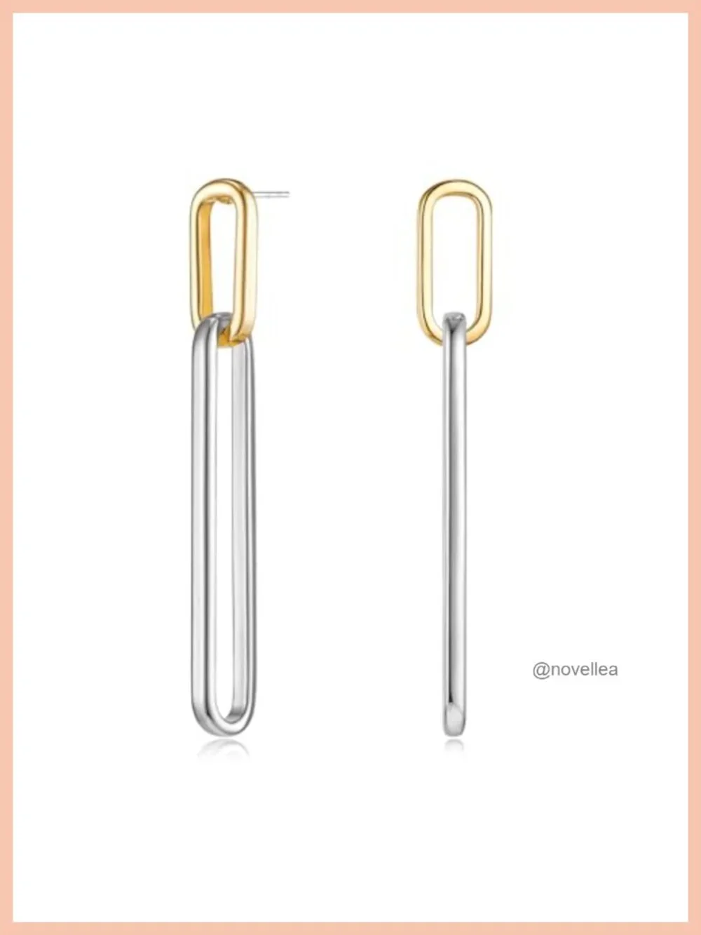 Geometric Link Drop Dangle Earrings Long Paperclip Chain Hypoallergenic Push